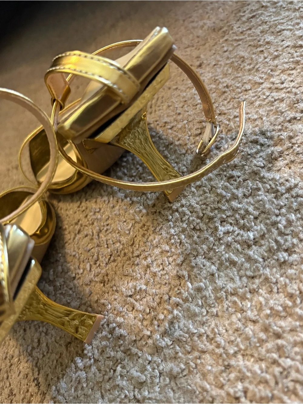 Metallic Gold Pointed Toe Slingback Heels
